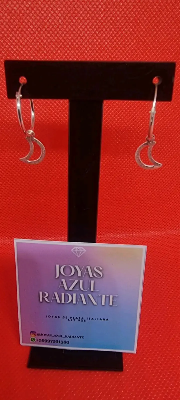 Aros de plata con diseño de luna - 1