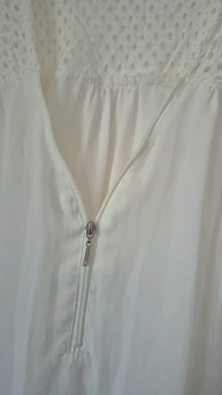 Blusa sin mangas blanca Elle con encaje - 3