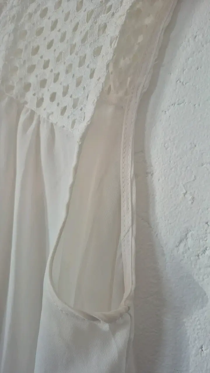 Blusa sin mangas blanca Elle con encaje - 4