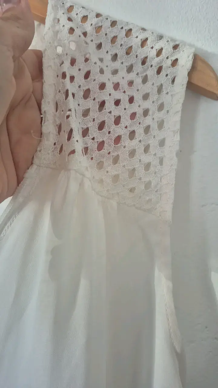 Blusa sin mangas blanca Elle con encaje - 5