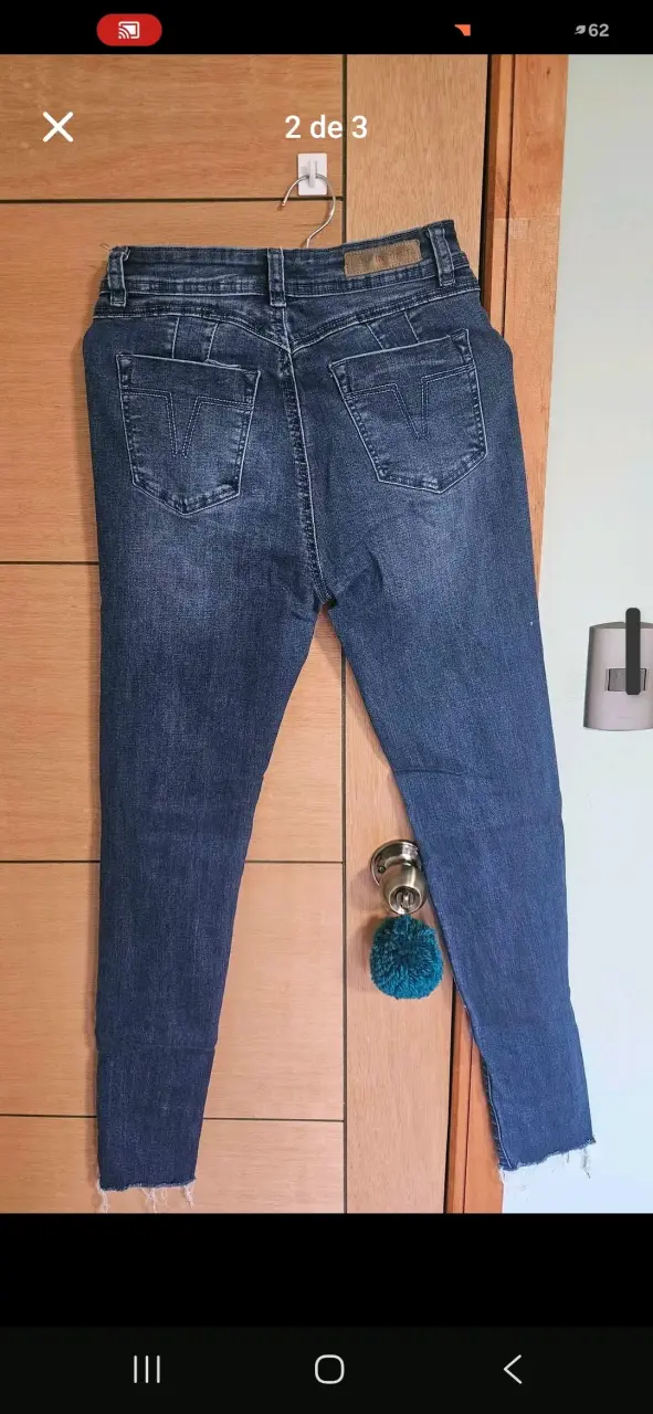 Jeans ajustados de mezclilla azul - 2