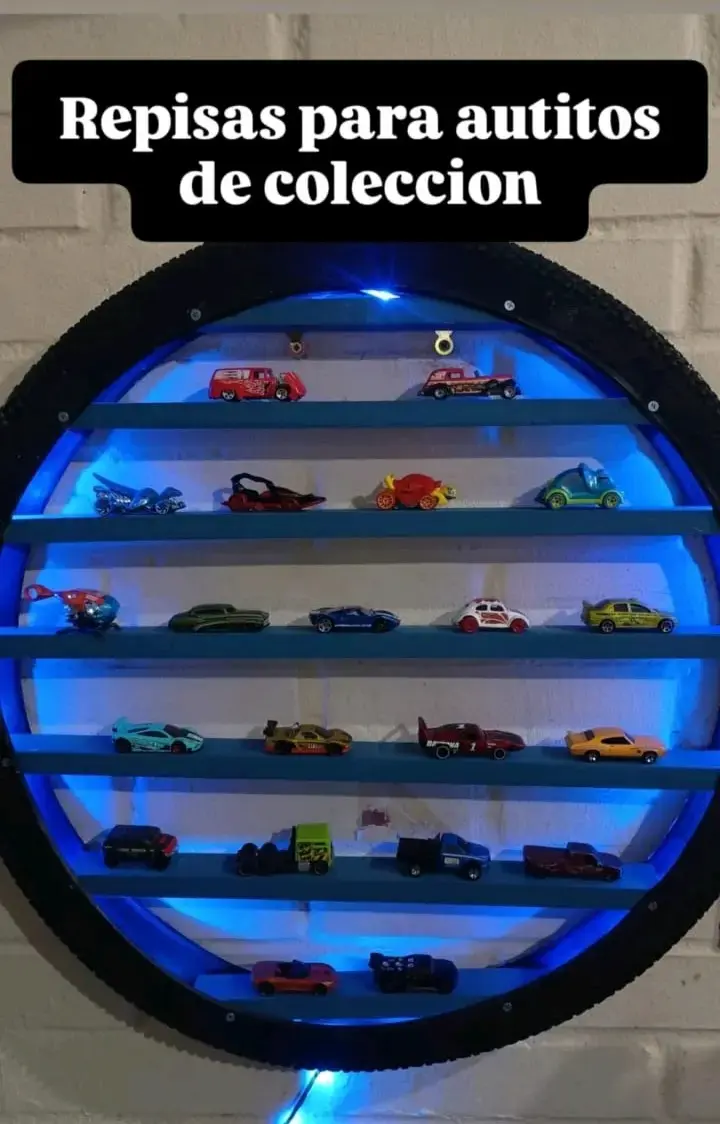 Repisa para autitos de colección con luz led