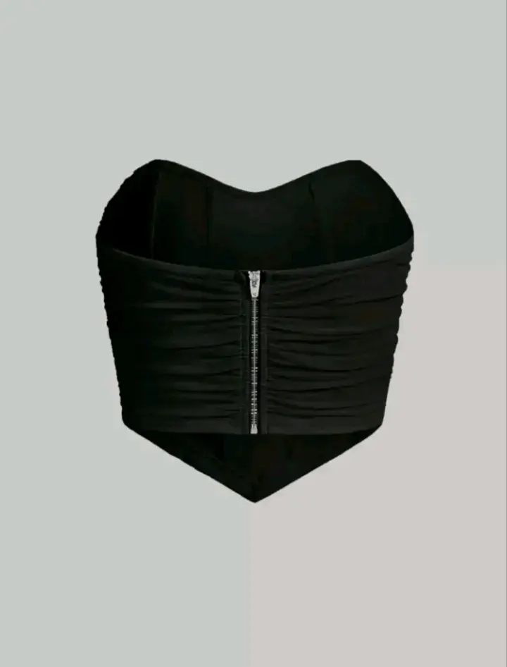 Top corset negro con cierre frontal - 1