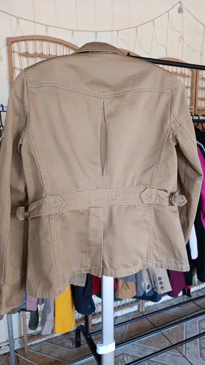 Chaqueta beige de algodón para mujer - 4