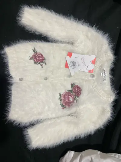 Chaleco de bebé con flores bordadas Limonada - miniatura 1