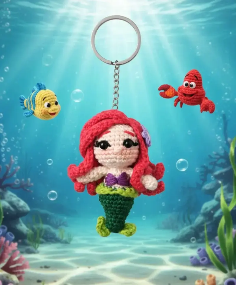 Llavero de sirena amigurumi hecho a mano - 1