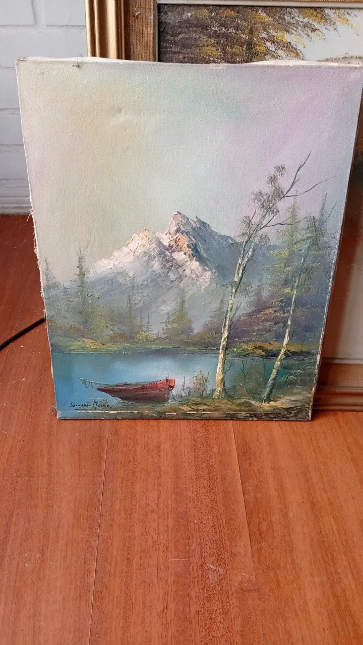 Cuadros Paisajes Pintados a Mano en Marco de Madera - 3