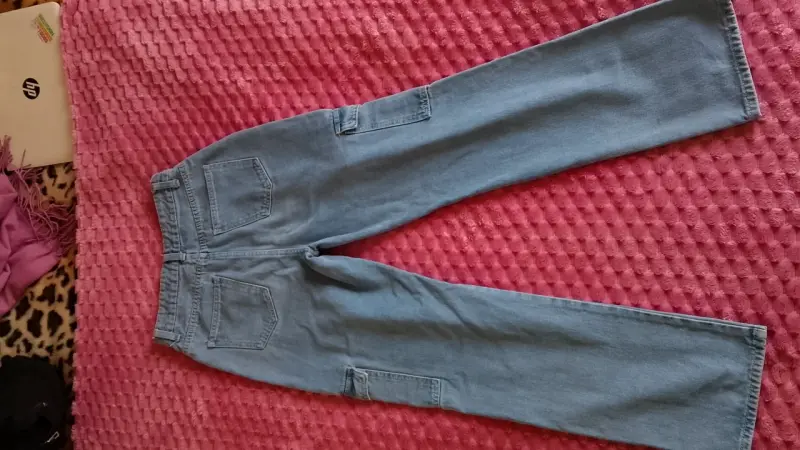 Pantalones cargo de mezclilla azul de mujer 34 - 2