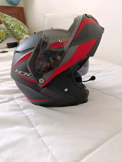Casco de moto modular HJC con visor solar - miniatura 1