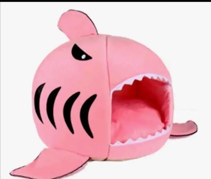Cama para mascotas tiburón rosado - 1