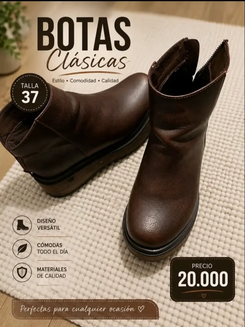 Botines de cuero marrón talla 37 - 1