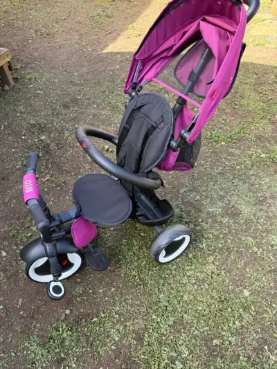 Triciclo para niños con manillar ajustable y toldo - miniatura 1