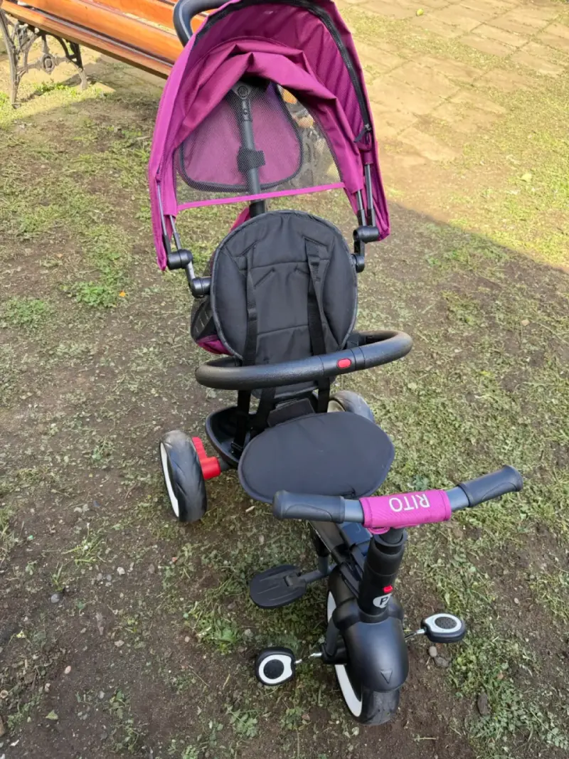 Triciclo para niños con manillar ajustable y toldo - 2