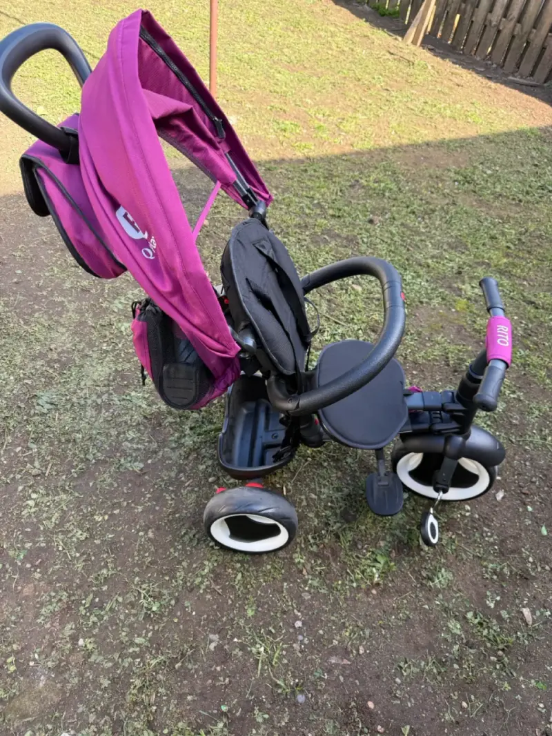 Triciclo para niños con manillar ajustable y toldo - 3