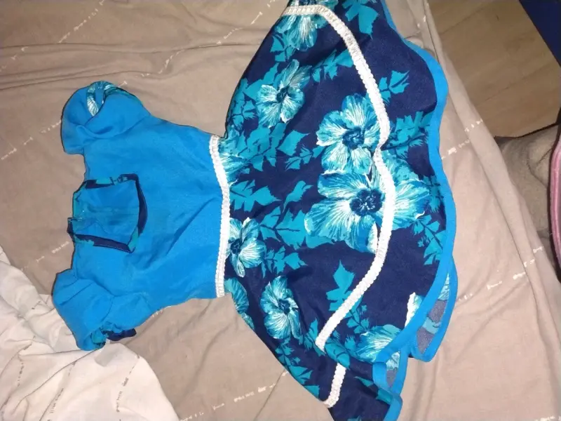 Vestido infantil floral rosa y azul - 2