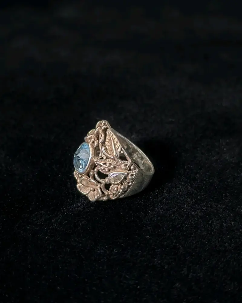 Anillo de plata con piedra aguamarina natural - 2