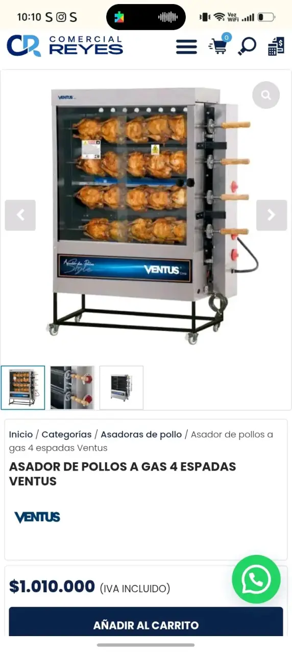 Asador de pollos a gas Ventus 4 espadas - 1