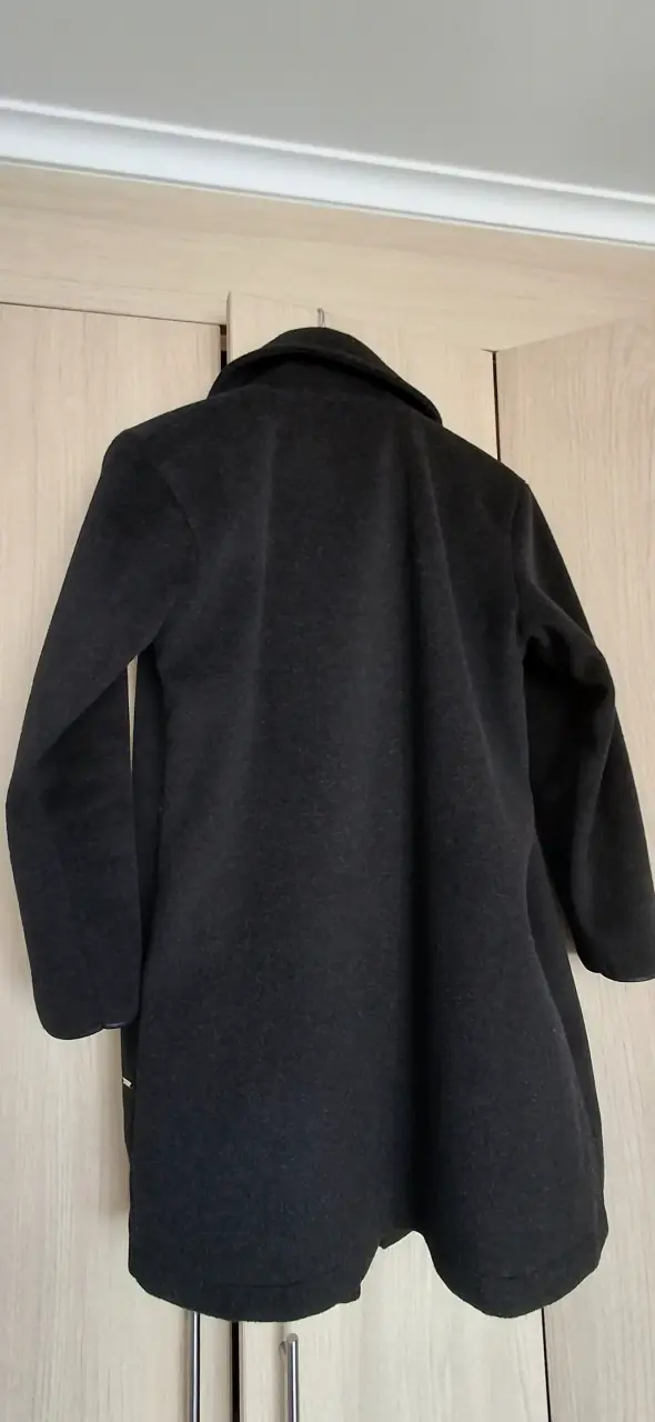Abrigo negro de lana para mujer talla S - 2