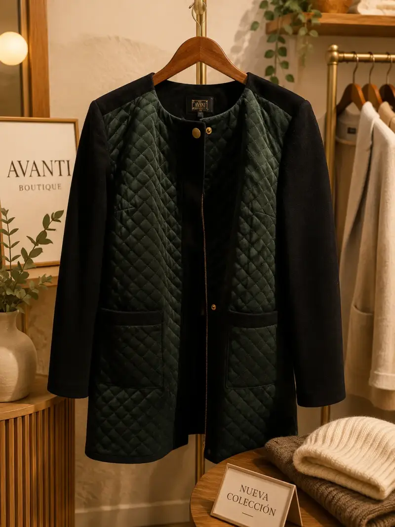 Chaqueta acolchada negra y verde Avanti