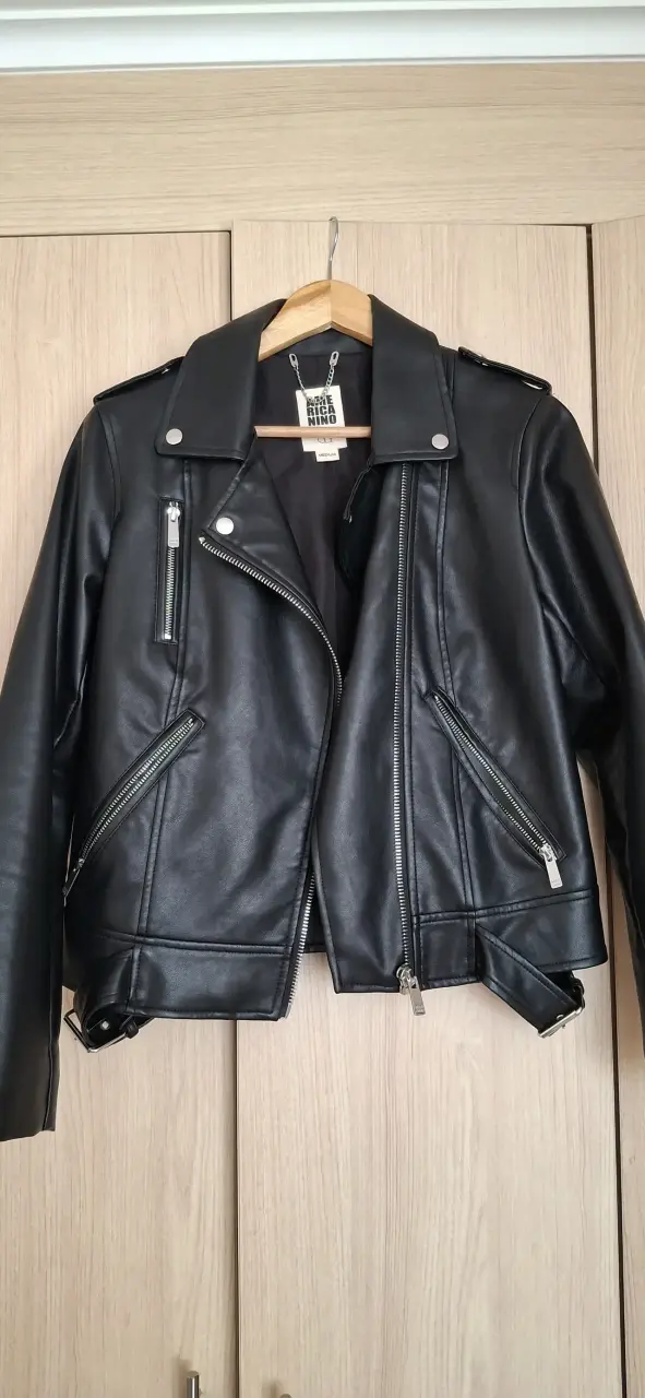 Chaqueta de cuero sintético negra para mujer - 3
