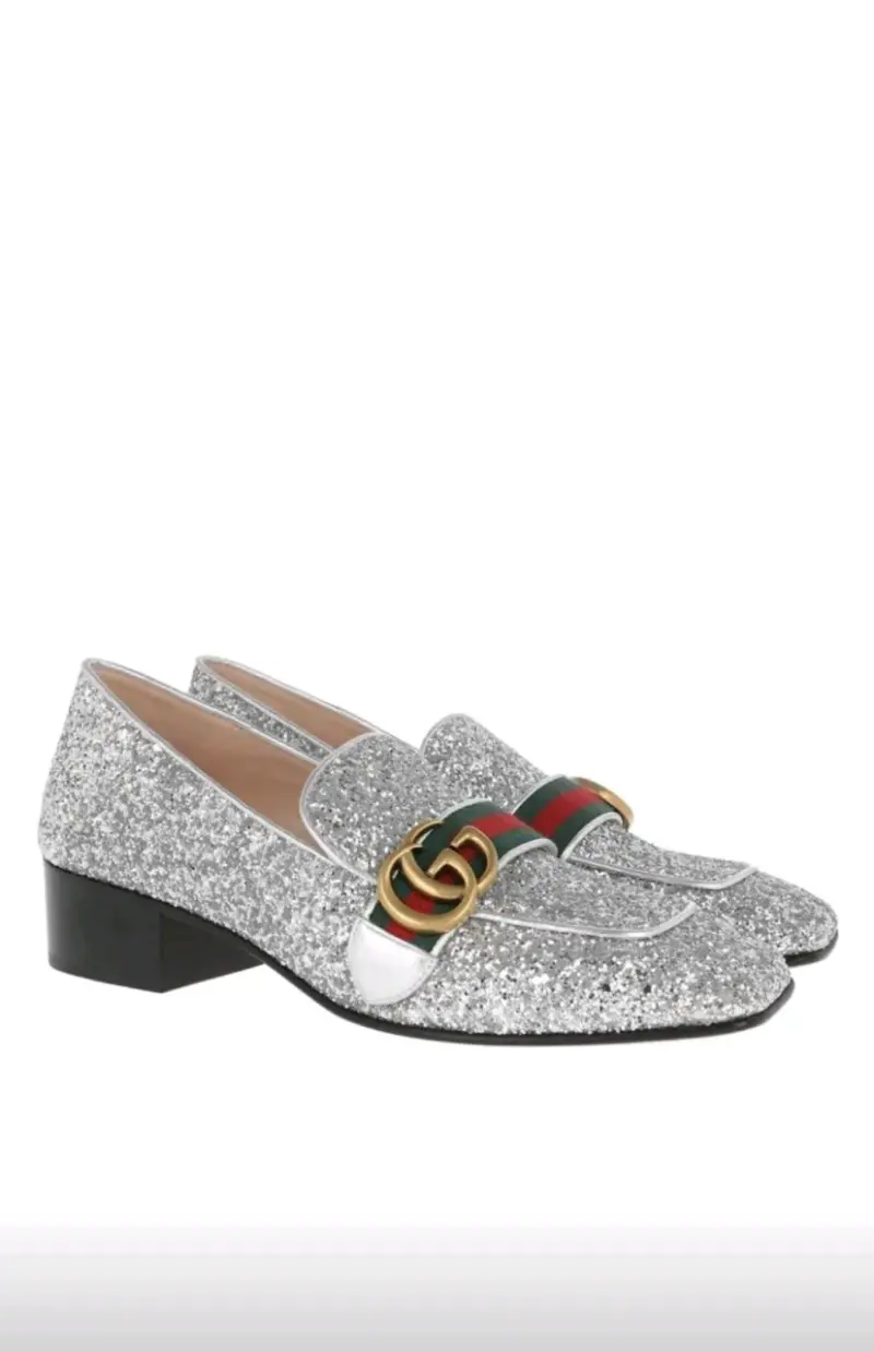 Zapatos Gucci de Mujer Plateados con Brillo