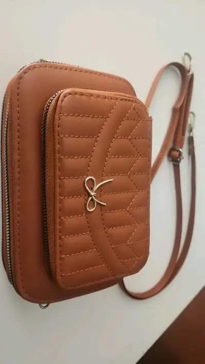Cartera de cuero sintético marrón estilo billetera - miniatura 2