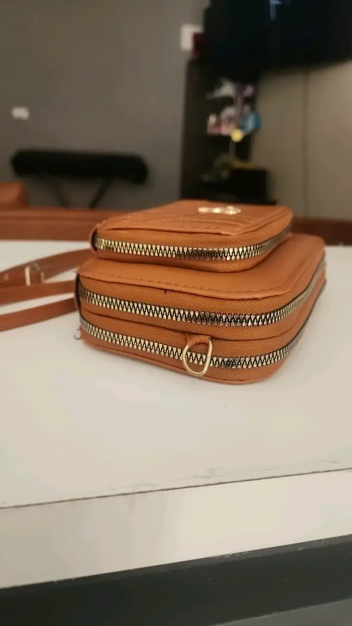 Cartera de cuero sintético marrón estilo billetera - 3