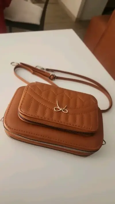 Cartera de cuero sintético marrón estilo billetera - miniatura 5