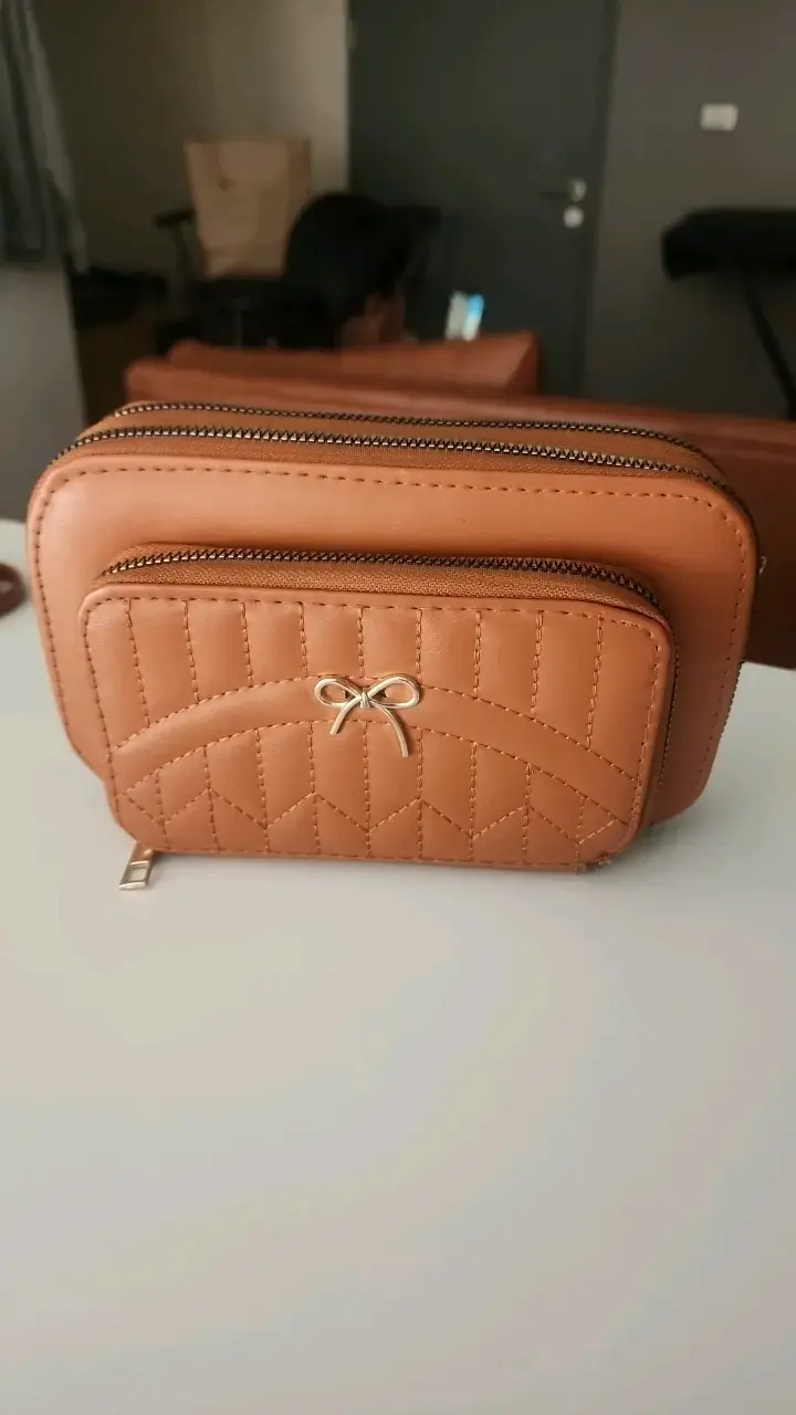 Cartera de cuero sintético marrón estilo billetera - 6