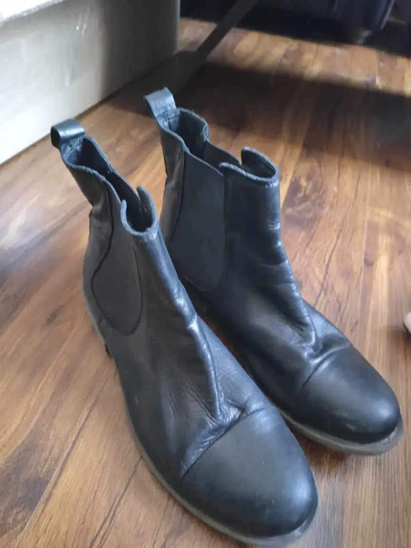 Botines de cuero negro para mujer - 2