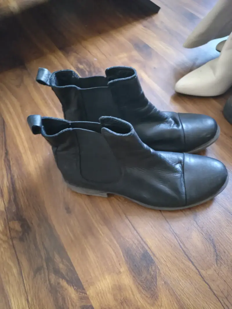 Botines de cuero negro para mujer - 3