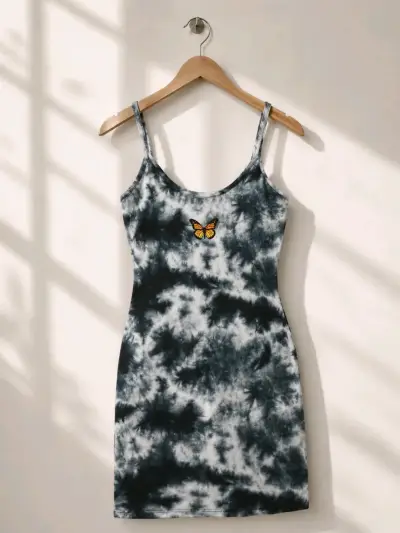 Vestido corto tie-dye con mariposa - miniatura 1