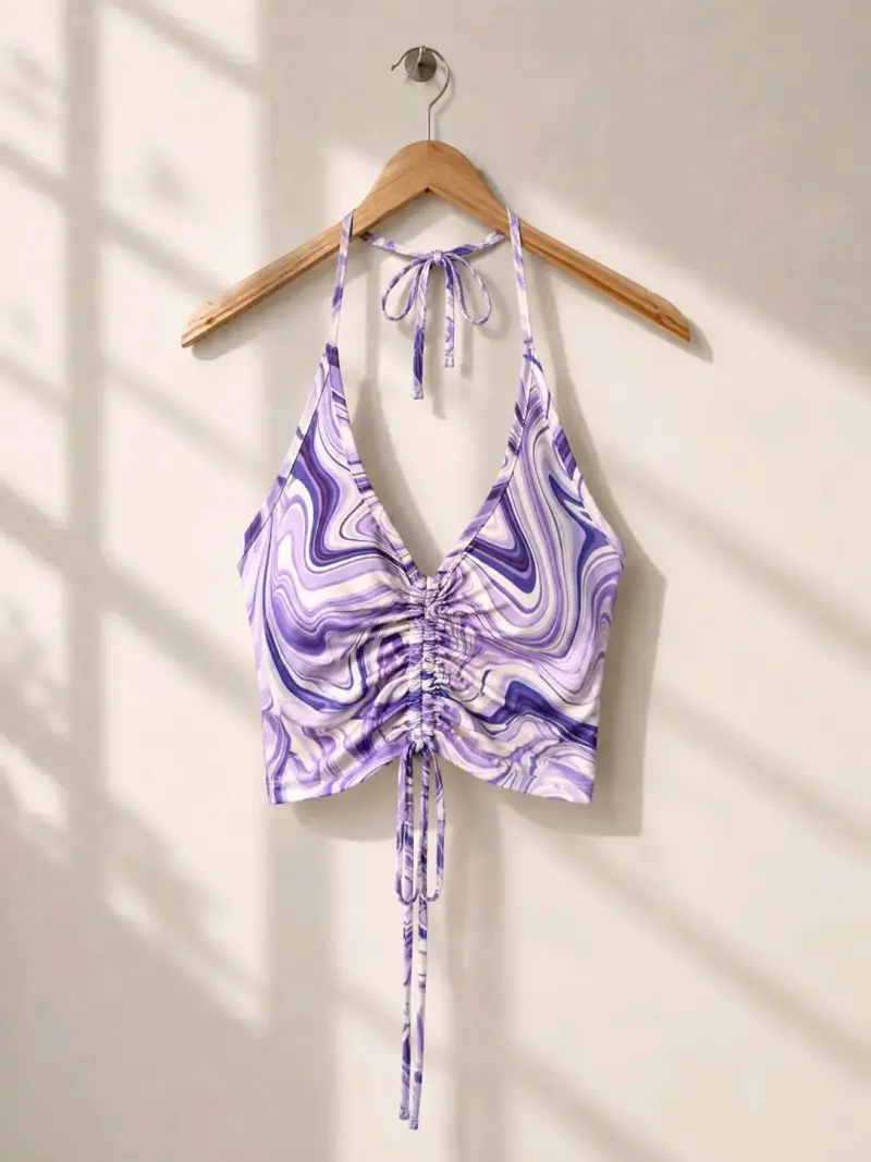 Top halter morado con diseño - 1
