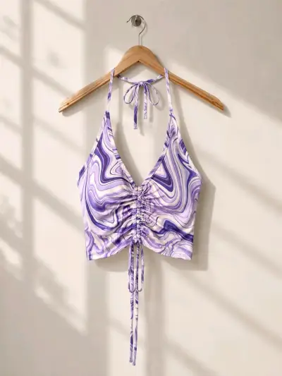 Top halter morado con diseño - miniatura 1