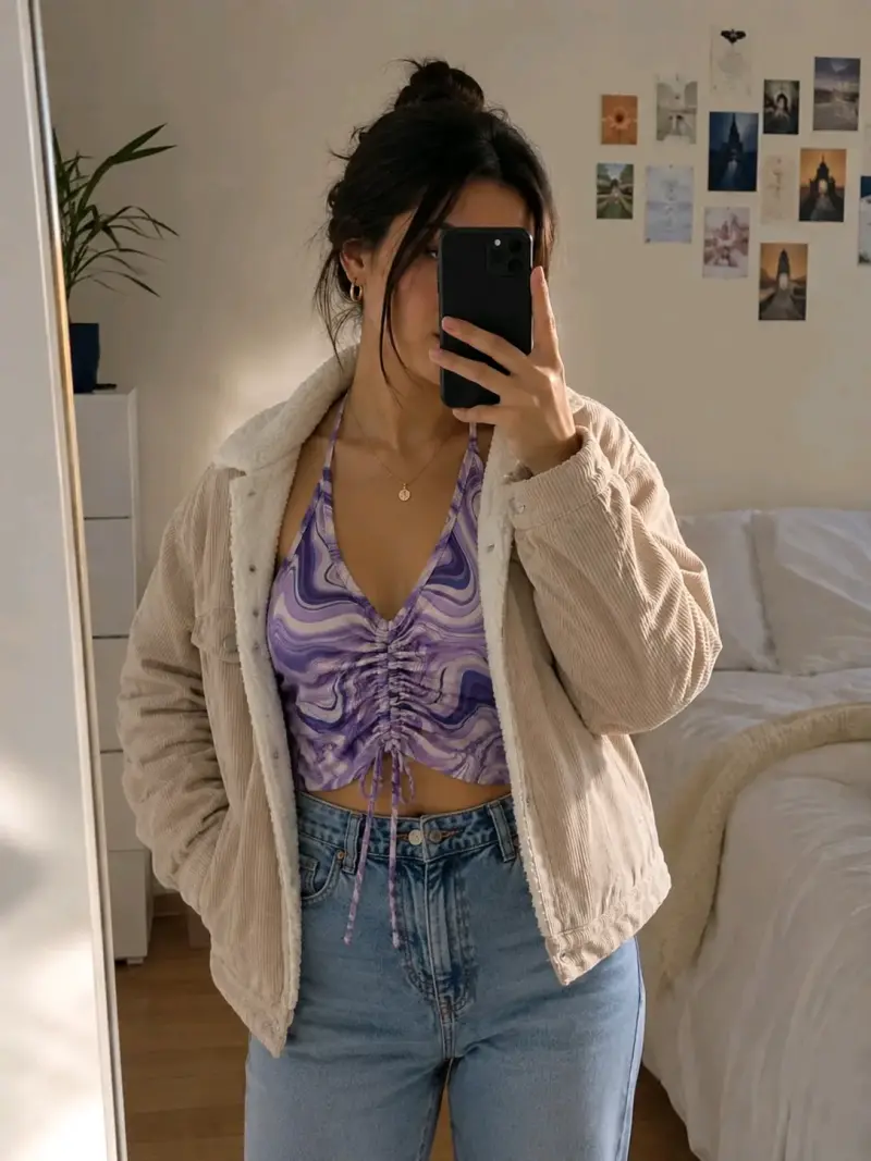 Top halter morado con diseño - 3