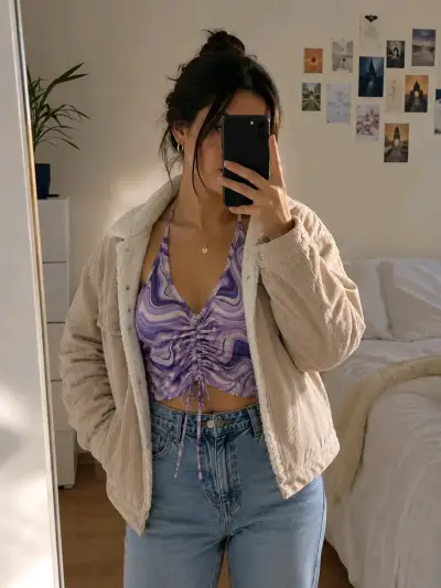 Top halter morado con diseño - miniatura 3