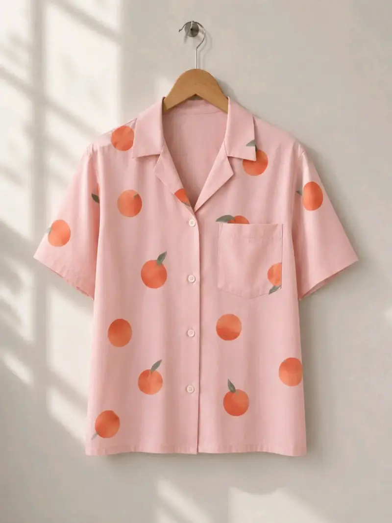 Camisa rosada con estampado para mujer - 1