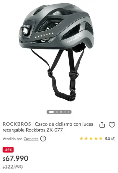 Casco de bicicleta Rockbros con luz LED - miniatura 6