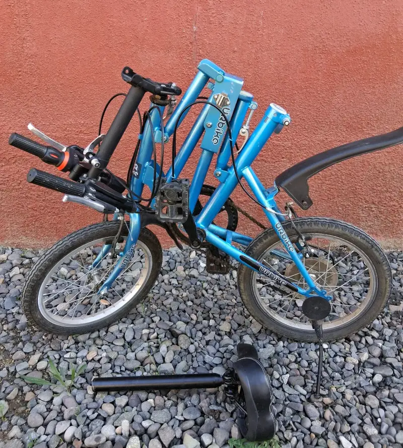 Bicicleta plegable azul Uplano en buen estado - 2