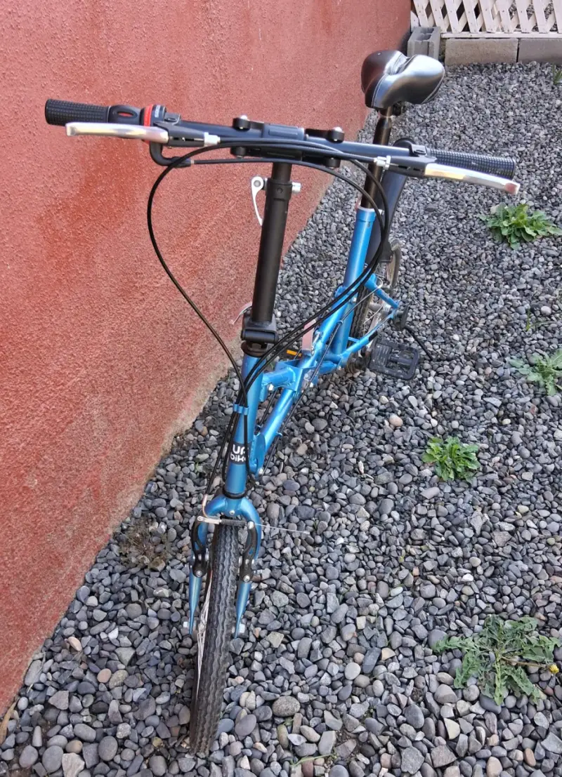 Bicicleta plegable azul Uplano en buen estado - 3