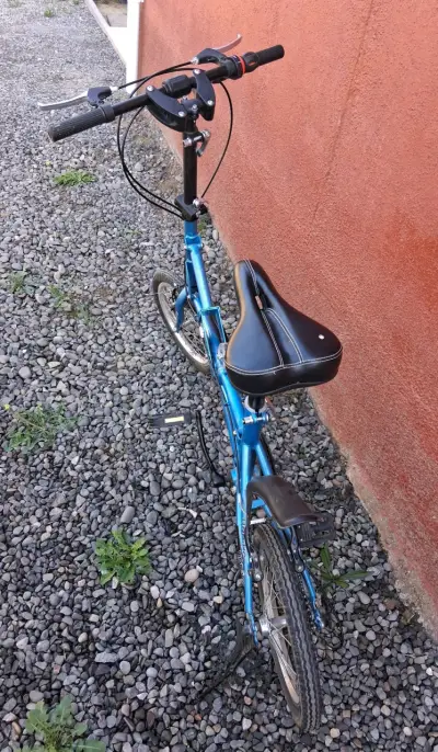 Bicicleta plegable azul Uplano en buen estado - miniatura 4