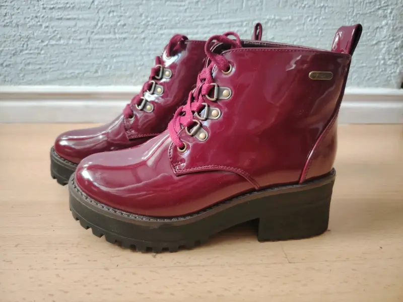 Botines burdeos de charol con plataforma - 1