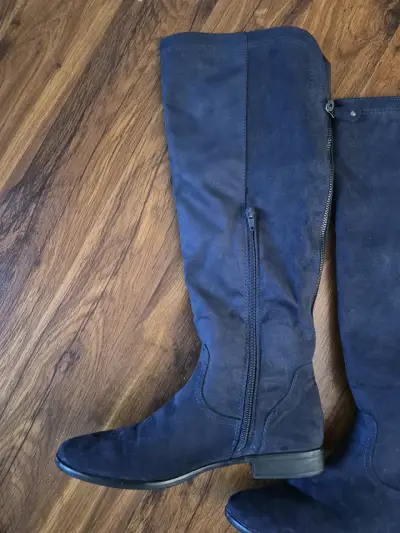 Botas altas de gamuza azul con cierre lateral - miniatura 1