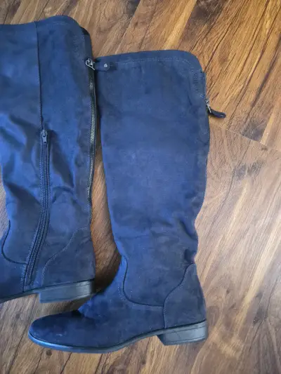 Botas altas de gamuza azul con cierre lateral - miniatura 3