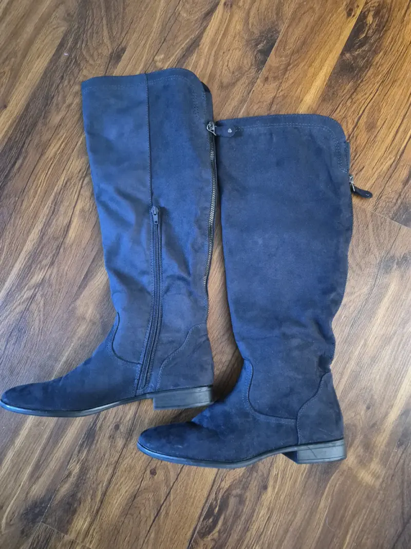 Botas altas de gamuza azul con cierre lateral - 4