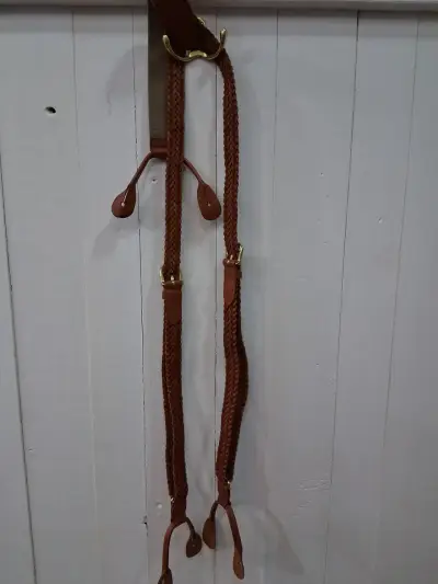 Tirantes de cuero trenzado marrón para hombre - miniatura 1