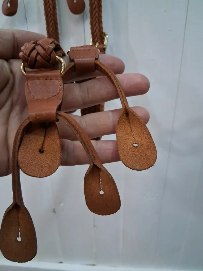 Tirantes de cuero trenzado marrón para hombre - 3