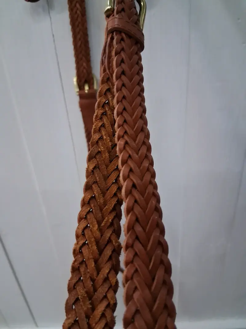 Tirantes de cuero trenzado marrón para hombre - 5