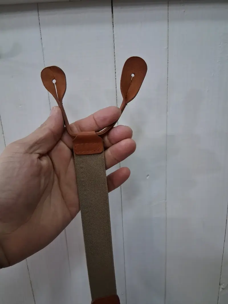 Tirantes de cuero trenzado marrón para hombre - 6