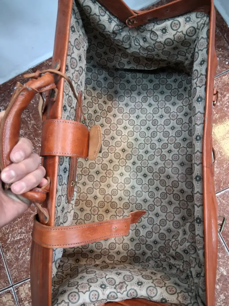 Bolso de viaje de cuero vintage marrón - 2